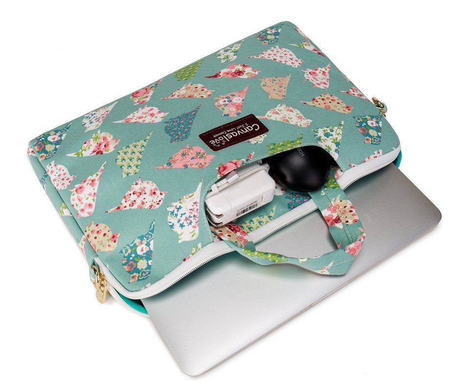 Canvaslove Black Easter Egg Patten Canvas Laptop Shoulder Bag 11 Inch 12 Inch 13 Inch Laptop Messenger Bag 13.3... N56