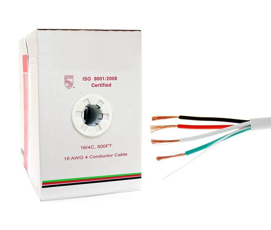 Five Star Cable 16 AWG 4 Conductors CMR Rated 16-4 Audio Speaker Cable, Bare Copper, 500Ft White N3
