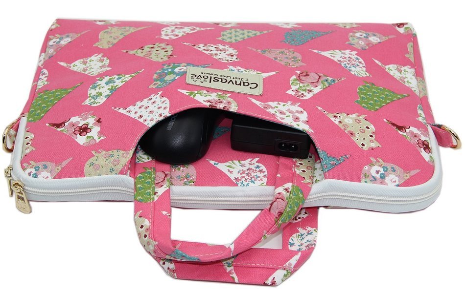 Canvaslove Black Easter Egg Patten Canvas Laptop Shoulder Bag 11 Inch 12 Inch 13 Inch Laptop Messenger Bag 13.3... N60