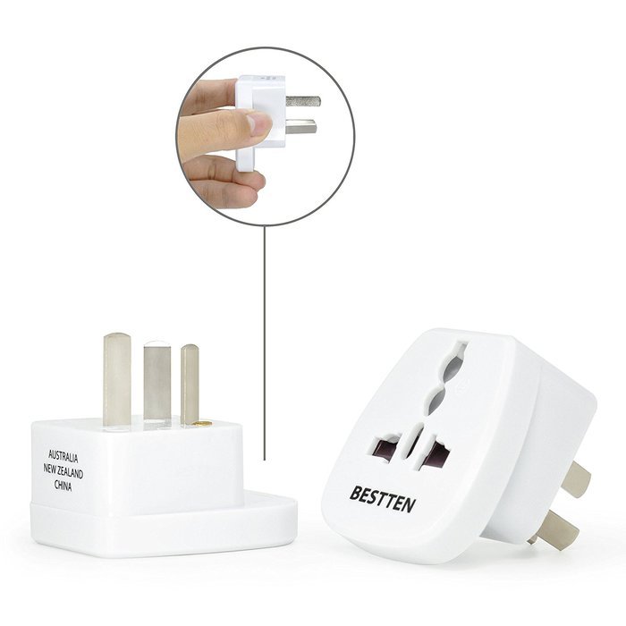 Bestten 3 Outlet Portable Travel Surge Protector with 2.4A Dual USB Charging Ports, 18in Cord, ETL Listed, White N57