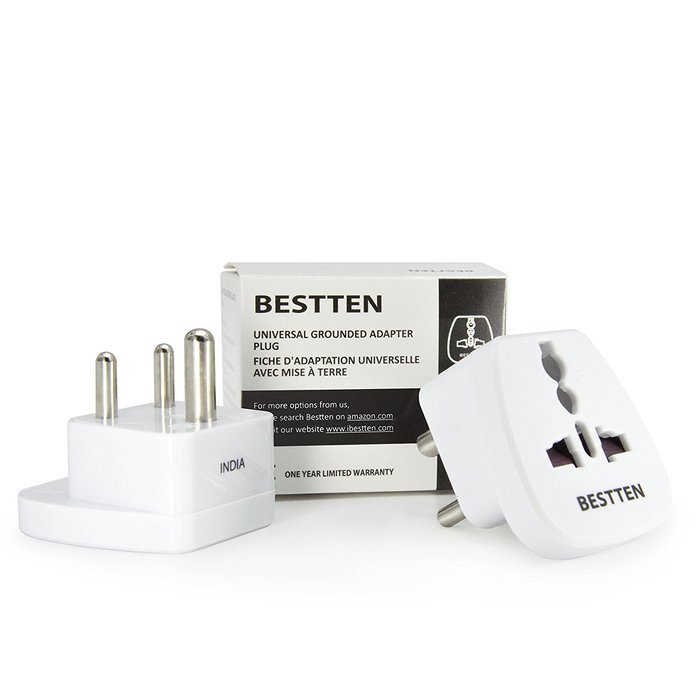 Bestten 3 Outlet Portable Travel Surge Protector with 2.4A Dual USB Charging Ports, 18in Cord, ETL Listed, White N58