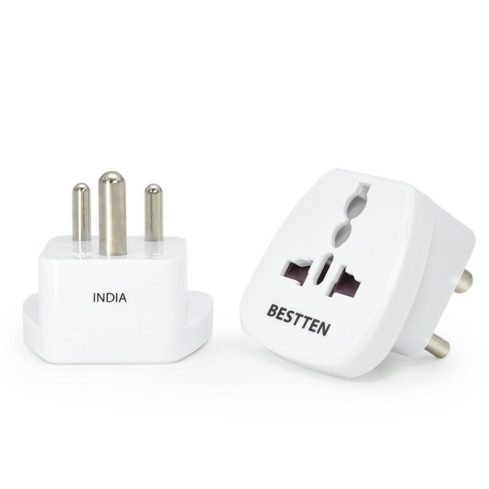 Bestten 3 Outlet Portable Travel Surge Protector with 2.4A Dual USB Charging Ports, 18in Cord, ETL Listed, White N59