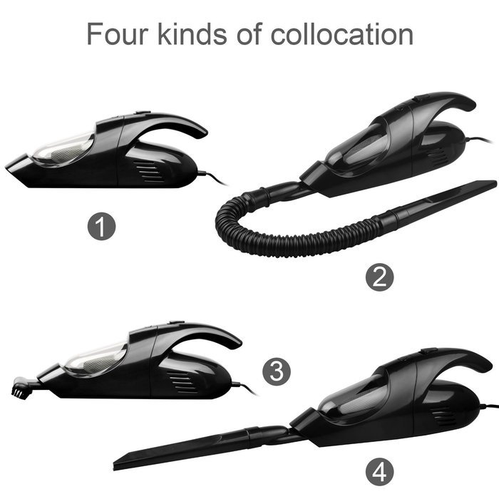 Car Vacuum Cleaner Funkoo Auto Vacuum Cleaner DC12-Volt Suction 3KPA Black Portable Cyclonic Handheld Vacuum Cleaner... N7