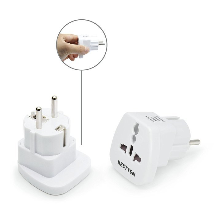 Bestten 3 Outlet Portable Travel Surge Protector with 2.4A Dual USB Charging Ports, 18in Cord, ETL Listed, White N60