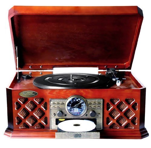 Bluetooth Wireless Streaming Classic Retro Style Record Player Turntable with CD Player, Cassette Deck, USB Reader...