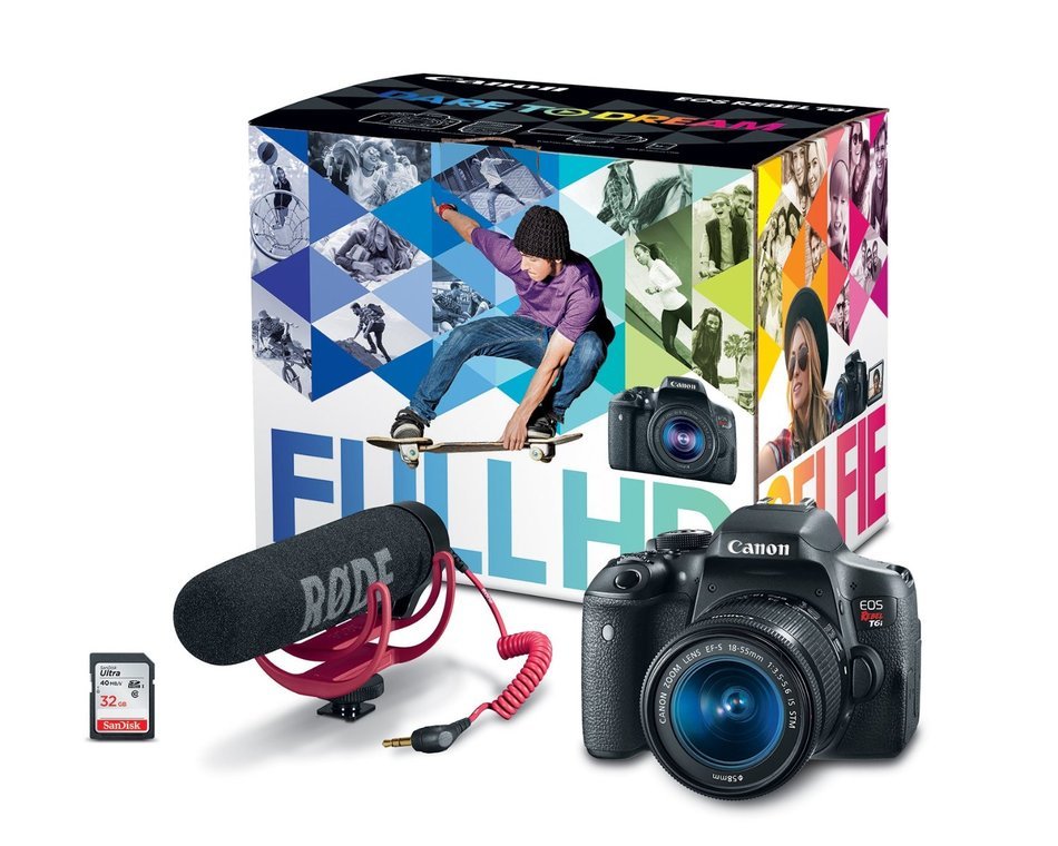 Canon EOS Rebel T6i Video Creator Kit with 18-55mm Lens, Rode VIDEOMIC GO and Sandisk 32GB SD Card Class 10 -... N2
