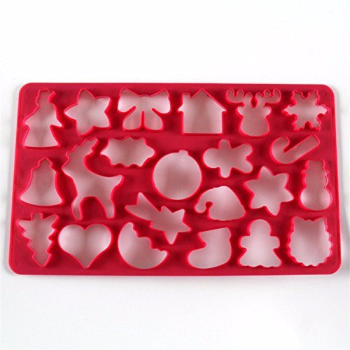 22 Assorted Shapes Baking Tools Christmas Plastic Cookie Cutter Set N4
