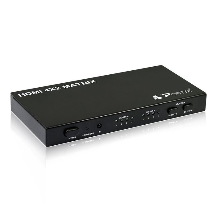 Portta PET0402 HDMI 4 port 4x2 Matrix with Remote v1.3 support 3D Super Slim 1080p N8