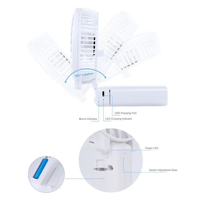 Mini Personal Fans Fivanus Portable Fans Handheld USB Rechargeable Collapsible Fan with Battery and Metal Clip... N5