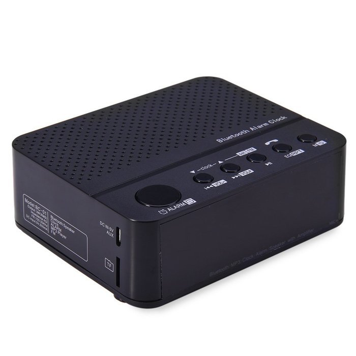 YOOYOO Portable Desktop Alarm Clock Bluetooth V2.1 Stereo Speaker Support FM Radio Handsfree AUX In TF Card with... N6