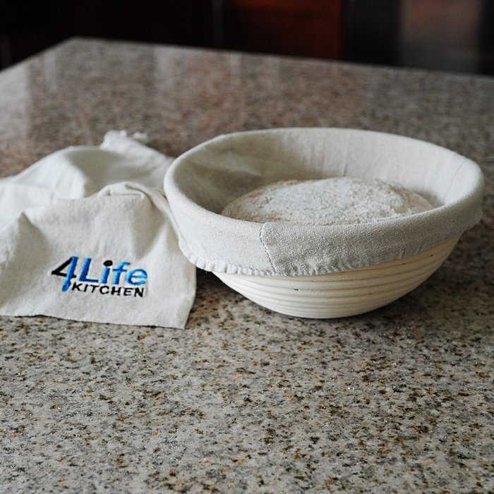 Banneton Proofing Basket, 8.5 inch Brotform Bread Dough bowl with Liner and Linen Bread Storage Bag for Round... N6