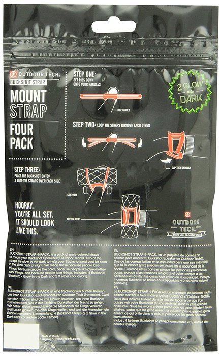 Outdoor Tech OT1302 Buckshot 4P - Speaker Mount Straps Pack of 4 (Multi-Colored)