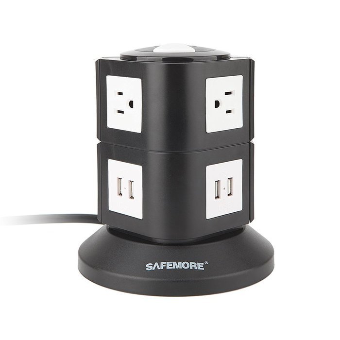 Power Strip, Safemore Smart 6-Outlet with 4-USB Surge Protection Power Socket 4000W 110-250V Worldwide Voltage... N14