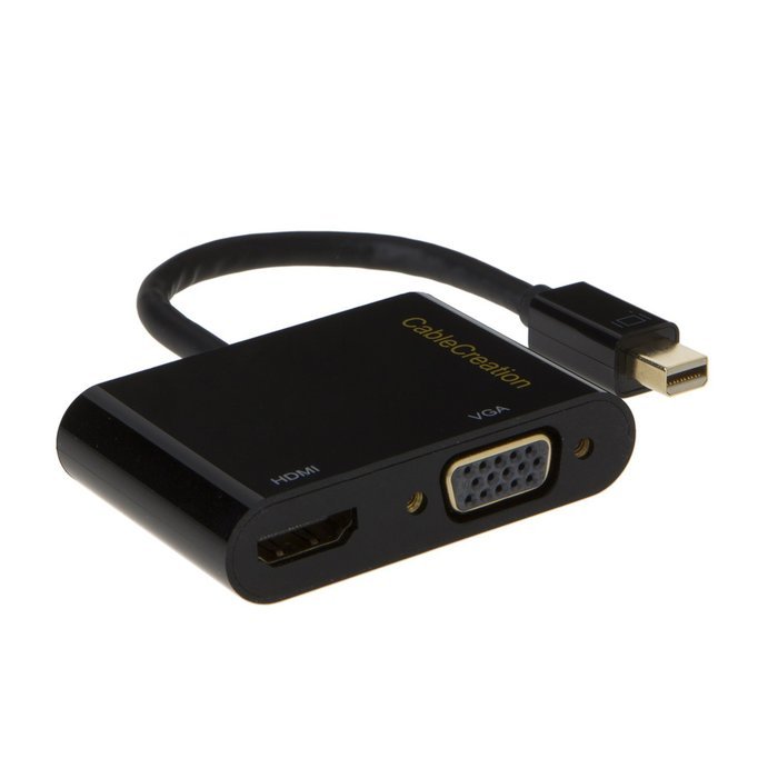 Mini DP to HDMI VGA Adapter, 2-in-1 (Two-In-One) Mini DisplayPort (Thunderbolt compatible) to HDMI/VGA converter... N33