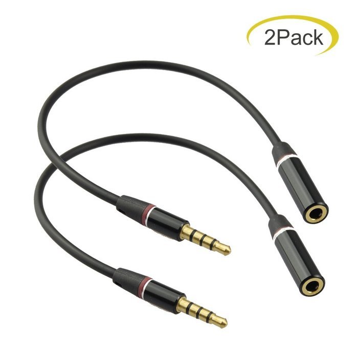 Seadream 2Pack 6 inch 4-Pole 3.5mm Male Right Angle to 3.5mm Female Stereo Audio Cable Headset Extension Cable... N16