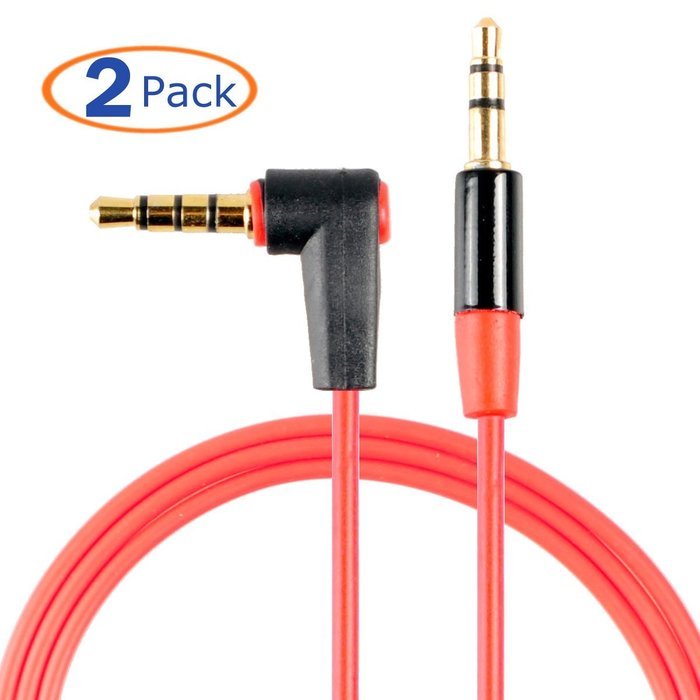 Conwork Pack of 2 - 3.5mm Stereo Auxiliary Audio Cable Male to Male For iPhone, iPad or Smartphones 90 Degree... N7