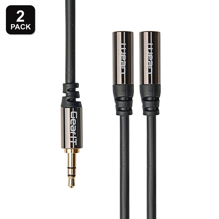 GearIT Pro Series Gold Plated 3.5mm Auxiliary Audio Stereo Y Headphone Splitter Extension Male to Female Cable... N18