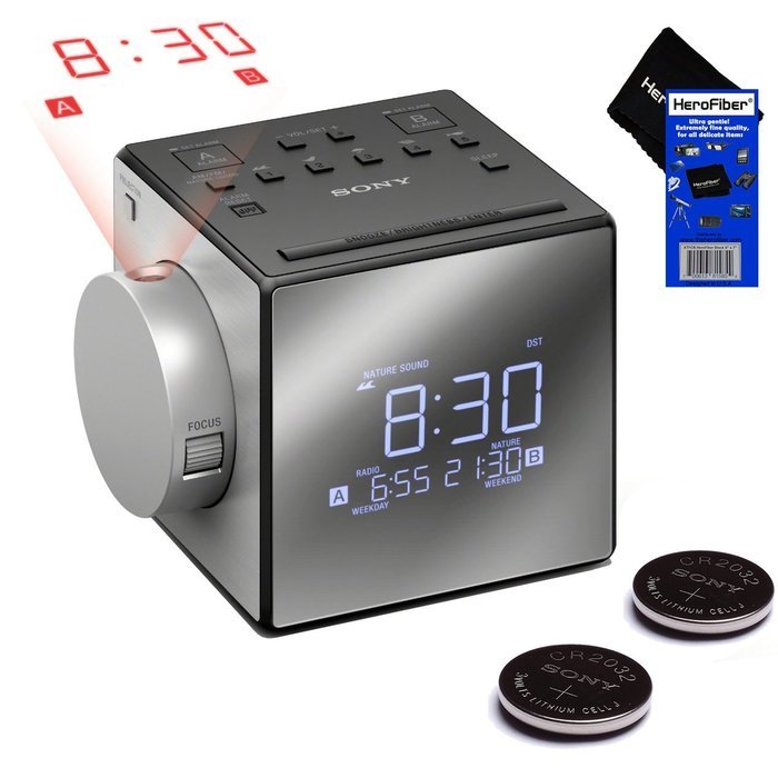 Sony Projector Dual Alarm Clock with Extendable Snooze, 5 Different Nature Sounds, AM/FM Radio, Built-in Calendar... N7