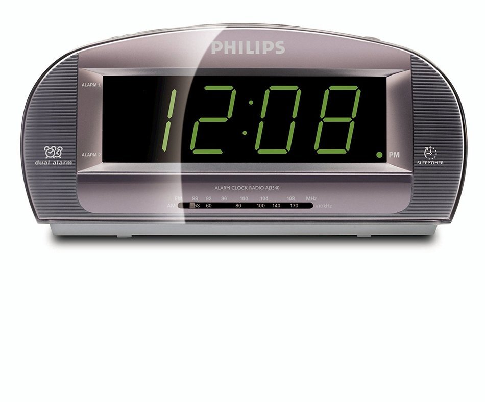 Philips AJ3540/37 Clock Radio with Large Display (Silver) (Discontinued by Manufacturer)