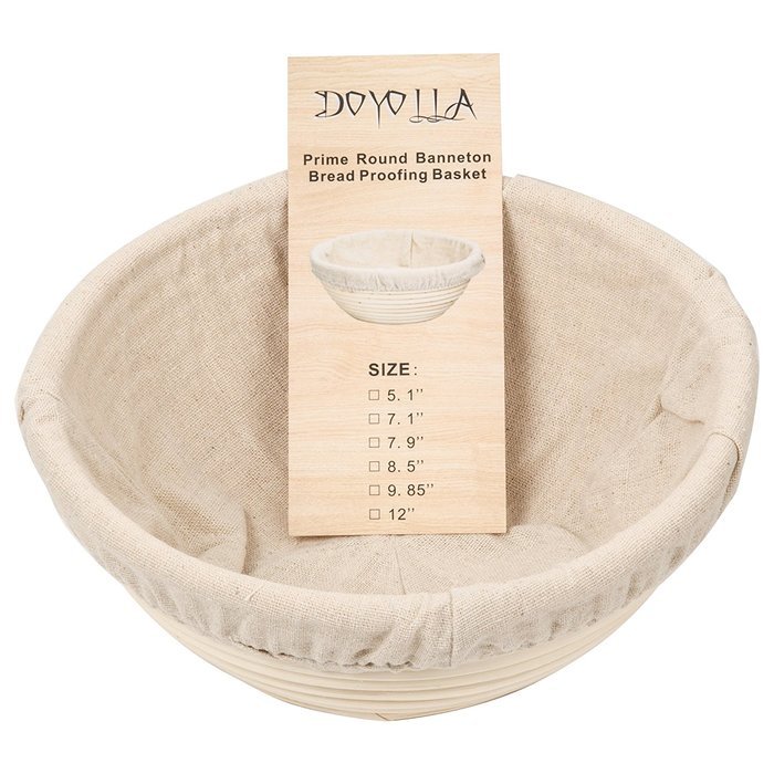 DOYOLLA 1pcs 8.5" Round Banneton Brotform Bread Dough Proofing Rising Rattan Basket & Liner N7