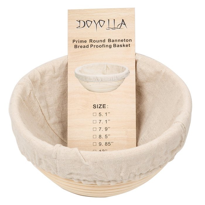 DOYOLLA 1pcs 8.5" Round Banneton Brotform Bread Dough Proofing Rising Rattan Basket & Liner N10