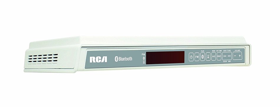 RCA SPS3688B Under Cabinet Wireless Speaker with FM Radio, White N2