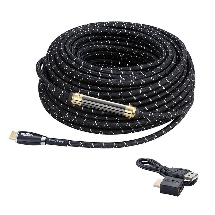 BUSUQ High-Speed Standard HDMI Cable Supports Ethernet, 3D and Audio Return (75 Feet/23 Meter), Black- Red Nylon... N6