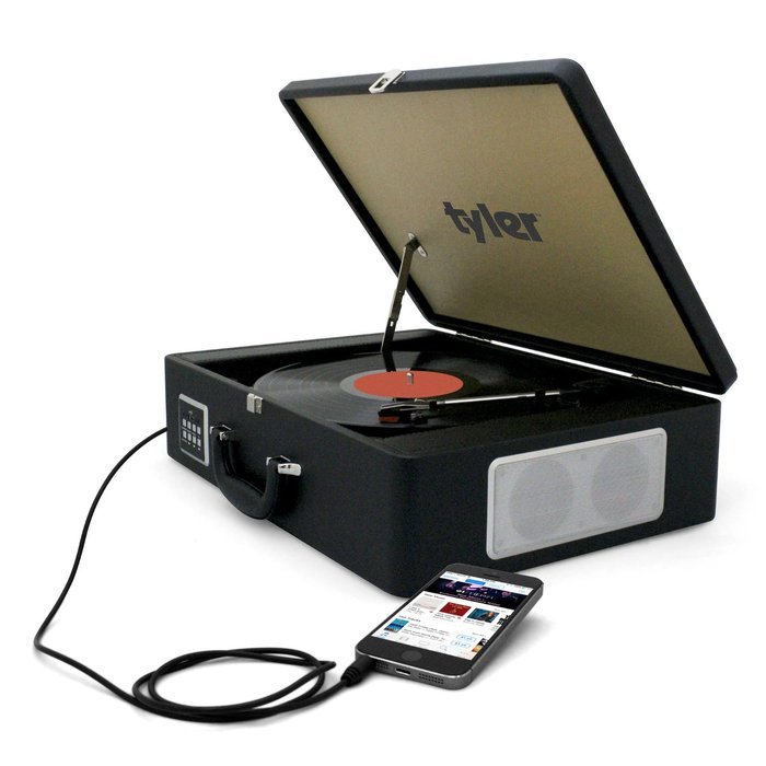 Tyler Bluetooth Briefcase Vinyl Record Player Classic Turntable Stereo System with Built-in Speakers, MP3 Player... N6