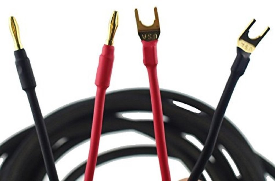 Wyvern [In Pair] Hifi Speaker Wire /Assembled (Spade Plug to Banana Plugs) Black (8.202 Feet) Wv-ypbp N2