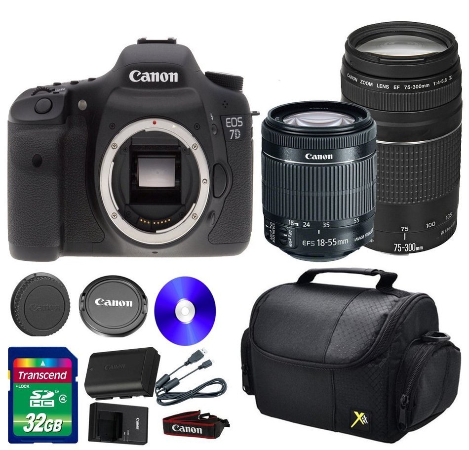 Deluxe Kit For 7D DSLR Camera +18-55mm IS STM Lens +EF 75-300mm f/4-5.6 III Lens + 32 GB SDHC Memory Card + Front...
