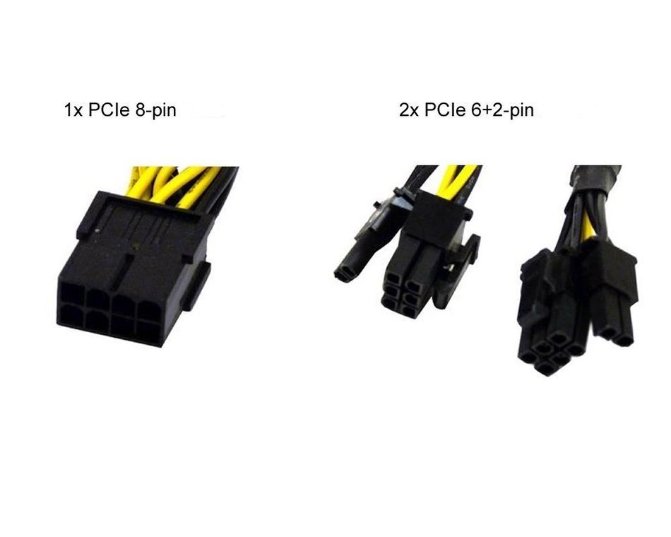 AYA 9" 18AWG PCI-Express (PCI-E) 8-Pin Male to 2x PCI-E 6+2 Female Splitter Cable w/Black Sleeves