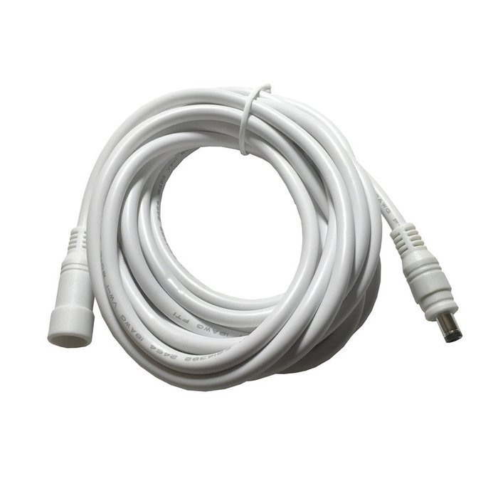 Hanvex HDX12W 12ft 18AWG 2.1mm x 5.5mm DC Plug Extension Cable for Power Adapter, White, Heavy Duty