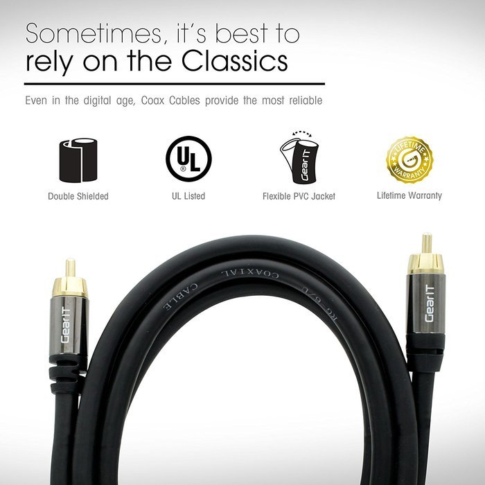 RCA Subwoofer Cable, GearIT Pro Series 3 Feet Gold Plated Dual Shielded RCA to RCA Subwoofer Cable for High Performace... N5