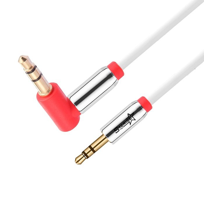 Starise Aux Cable 90 Degree 10 Feet - 3.5mm Male to Male Right Angle Stereo Audio Cable - Black N21