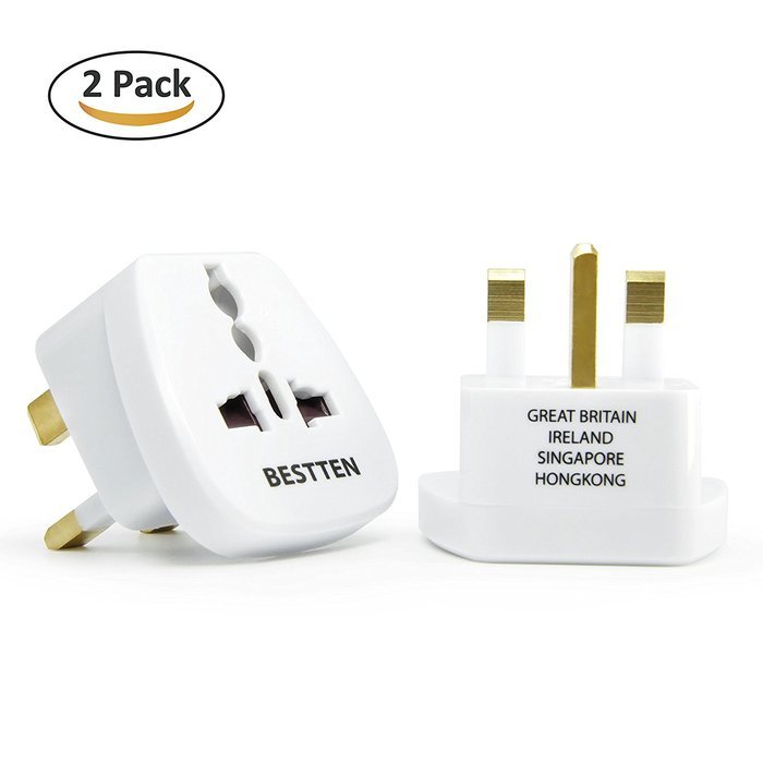Bestten 3 Outlet Portable Travel Surge Protector with 2.4A Dual USB Charging Ports, 18in Cord, ETL Listed, White N65