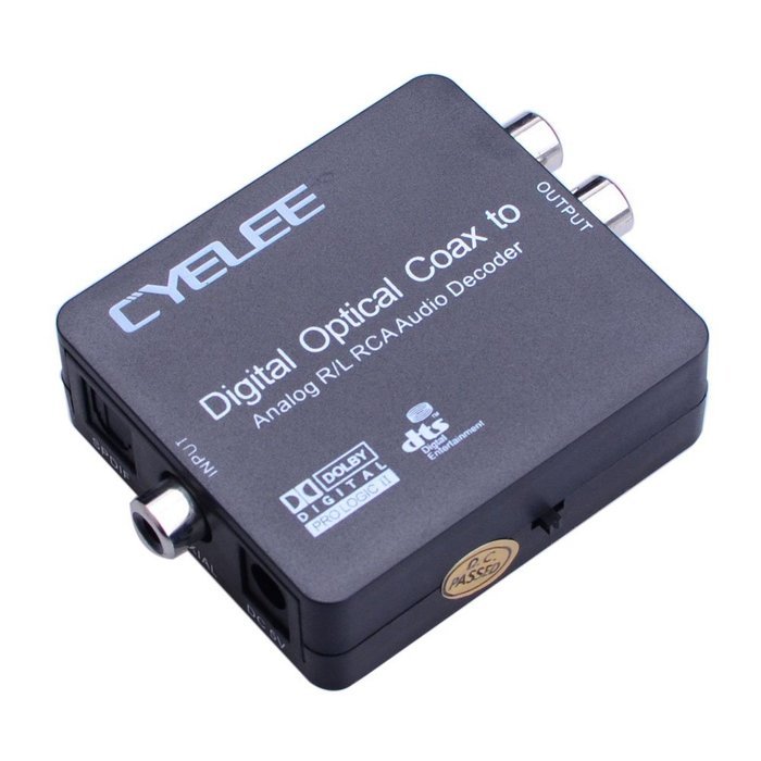 Cyelee Digital to Analog Audio Converter,Volume control,Optical Coaxial Input Switching,192kHz/24bit,RCA L/R 3.5mm... N8