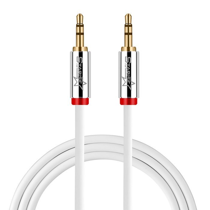 Starise Aux Cable 90 Degree 10 Feet - 3.5mm Male to Male Right Angle Stereo Audio Cable - Black N22