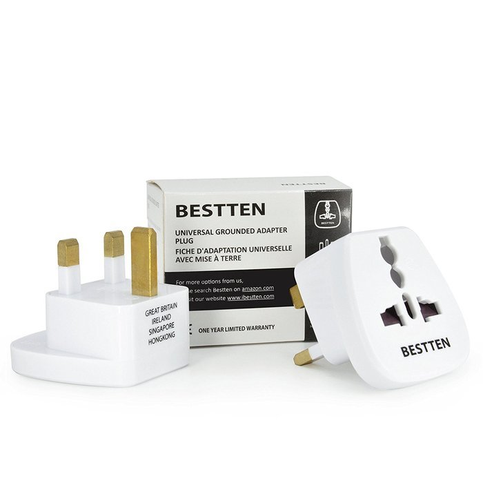 Bestten 3 Outlet Portable Travel Surge Protector with 2.4A Dual USB Charging Ports, 18in Cord, ETL Listed, White N67