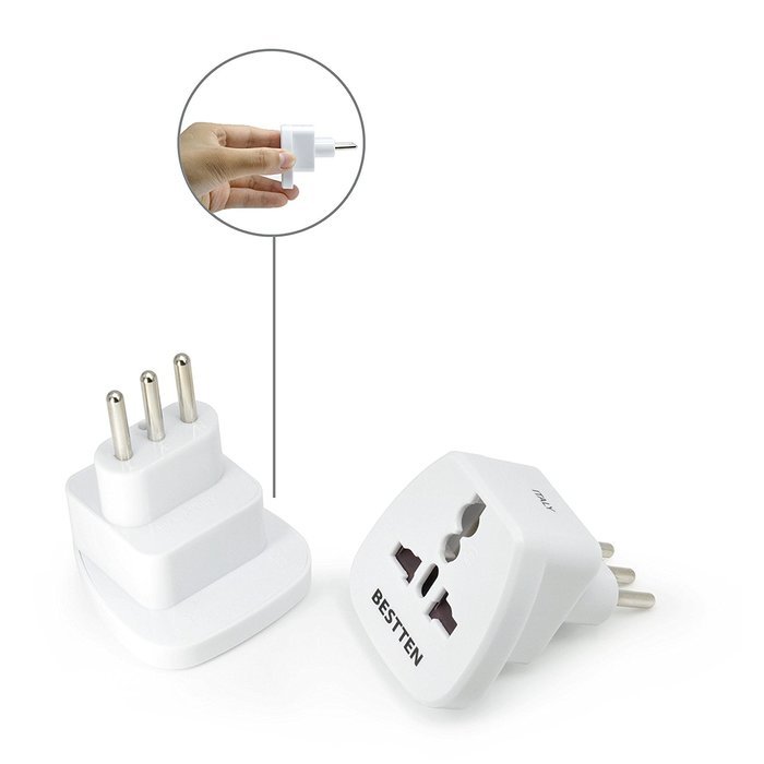Bestten 3 Outlet Portable Travel Surge Protector with 2.4A Dual USB Charging Ports, 18in Cord, ETL Listed, White N69