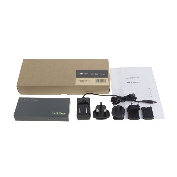 VeLLBox DVI Splitter 1x4, 4-port Splitter, 1in 4 out DVI Splitter, Support Resolution up to 1080p, 5V/3A Universal... N9