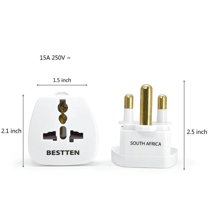 Bestten 3 Outlet Portable Travel Surge Protector with 2.4A Dual USB Charging Ports, 18in Cord, ETL Listed, White N77