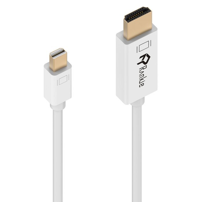 Mini DP to HDMI, Rankie 6FT Gold Plated Mini DisplayPort (Thunderbolt Port Compatible) to HDMI HDTV Cable (White... N5