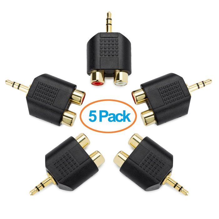 Aurum Cables 3-pack High Quality RCA AV Audio Y Splitter Plug Adapter 1 Male to 2 Female N14