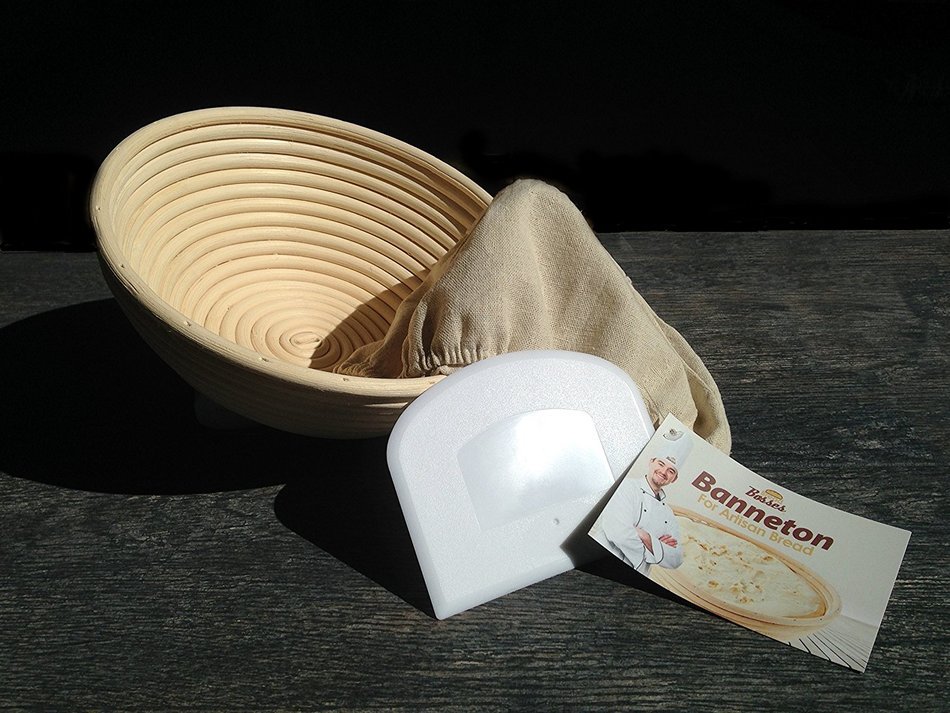 (9 Inch) Banneton Proofing Basket + Free Bowl Scraper & Cloth Liner - Perfect Bread Loaf Shape Flour Round Rising... N3
