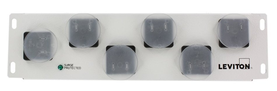 Leviton 48212-6S AC Power Surge Module with 6 NEMA Receptacles for Input: 120Vac, 50/60Hz Max Current 15Amp UL...