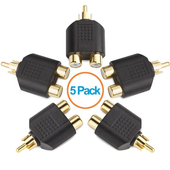 Aurum Cables 3-pack High Quality RCA AV Audio Y Splitter Plug Adapter 1 Male to 2 Female N15