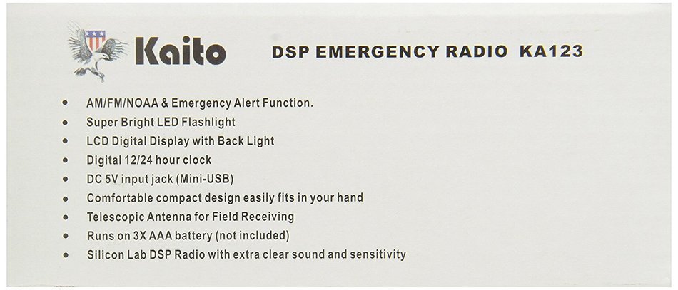 Kaito KA123 Digital AM/FM & NOAA Weather Radio with Alert & Flashlight N3