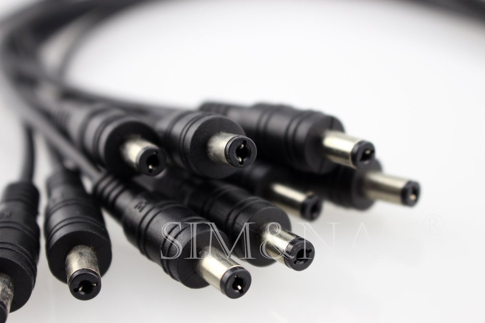 SIM&NAT Male DC 2.1mm x 5.5mm Wire Power Pigtails Adapter Barrel Plug Socket Cables for CCTV Security Camera,... N3