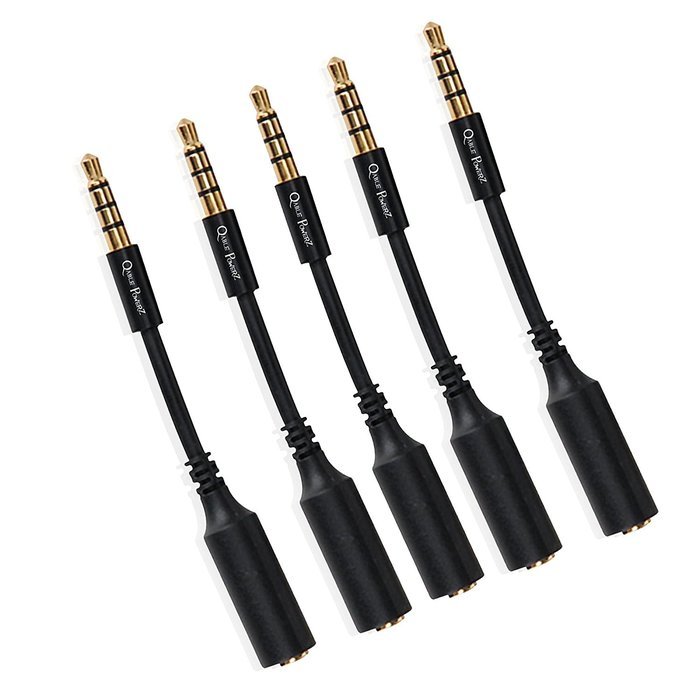 5PK Premium 3.5mm Male to 3.5mm Female Audio Jack Extender 3.5mm Headset Adapter for iPhone 6S, 6S Plus,5S, SE...
