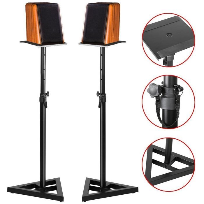 Topeakmart 2 Pcs Speaker Stands Adjustable Monitor Triangle Pair Steel Stands N4